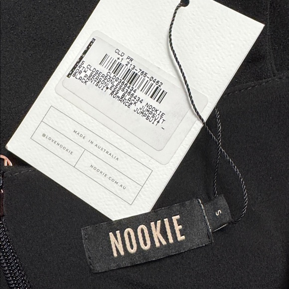 Nookie Romance Sweetheart Neckline Seasonless Wide Leg Jumpsuit Black size Small - Picture 6 of 7